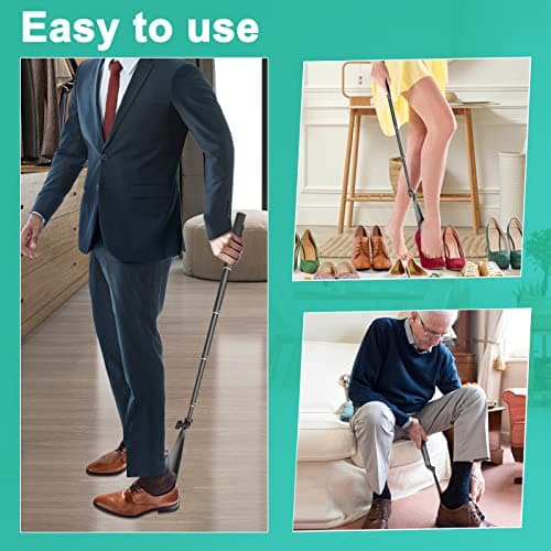 Zeerun Portable Long Metal Shoe Horn 8.5-39“, Telescopic Aluminum Alloy Dressing Aid Stick Long Handle Shoe Horn for Seniors, Men, Women and Kids 6