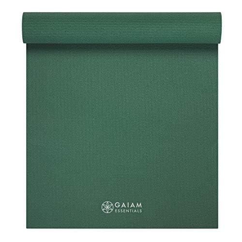 Gaiam Essentials 1/4" Thin (6mm) Yoga & Pilates, Fitness & Exercise Mat with Easy-Cinch Carrier Strap Cusion Support For Fitness and Gym Workouts 9