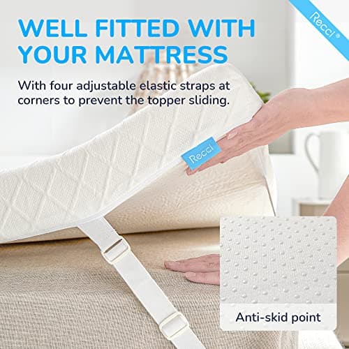 RECCI Memory Foam Mattress Topper, Pressure-Relieving Mattress Topper for Back Pain, Non-Slip Design with Removable & Washable Cover, CertiPUR-US Certified, 3 Inch Twin 5