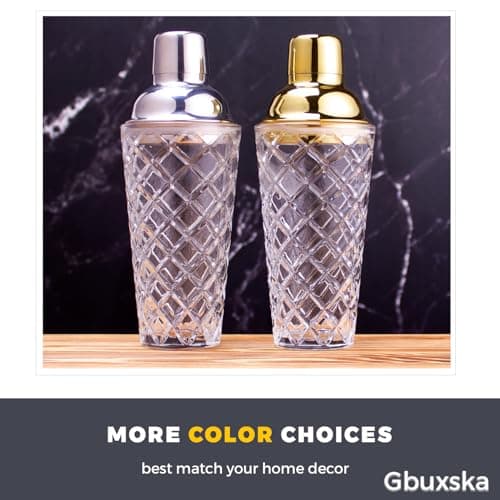 Gbuxska Glass Martini Shaker, 14.2 Oz Martini Shaker with Strainer for Home Use & Bar Cart, (Gold) 6