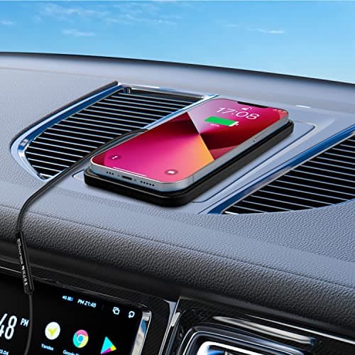 Wireless Charger Car Charging pad 15W Wireless Phone Charger Fast Non Slip Cell Phone Cordless Charging mat Compatible with iPhone 11/12/12/14/15 Galaxy S21/S22/S23/24 NOTE10(C1Pro 30cm Cable) 6