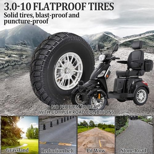 Mobility Scooter，Electric Mobility Scooter，Mobility Scooters for Adults，Heavy-Duty 4 Wheel Mobility Scooters,4 Wheel Scooter，Powered Mobility Scooters，All Terrain Mobility Scooter， (xl4l-black) 5