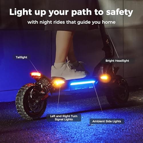 iScooter Electric Scooter, 1000W E Scooter, 50 Miles Long Range & 38 MPH Top Speed, 10" Off-Road Vacuum Tire Scooter for Adults with Turn Signals, Double Braking Systems, APP and Storage Bag 8