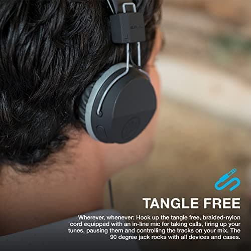 JLab Neon Folding On-Ear Headphones, Black, Wired Headphones, Tangle Free Cord, Noise Isolation, 40mm Neodymium Drivers, C3 Sound (Crystal Clear Clarity) 5