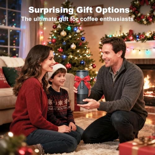 Uiifuidy Portable Coffee Maker, 3 in 1 Electric Espresso Machine Set, Rechargeable Self-Heating Brewer with Carrying Bag and Coffee Stand for Office Camping, Hiking 8