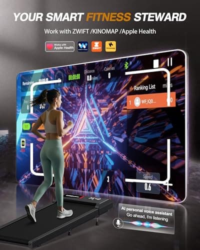 WELLFIT Walking Pad Upgraded Up to 10% Incline Treadmill, Voice Controlled Under Desk with 265LB Capacity, KINOMAP Compatible, 29LBS Lightweight Portable for Home Office Apartment 5