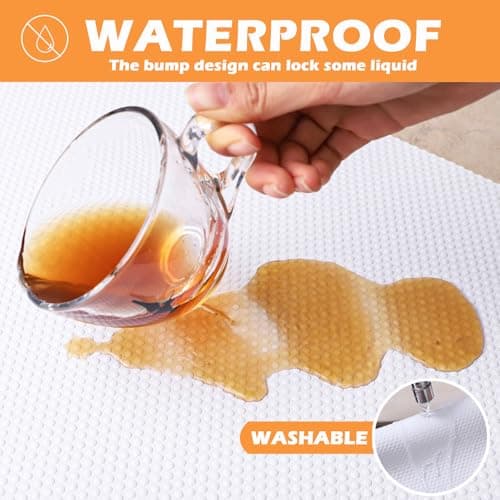 FLPMIX Shelf Liner White - Waterproof Pantry Cabinets Liners - Washable Non-Adhesive Kitchens Drawer Paper - Easy to Cut EVA Bathroom Cupboard Mat 17.7" X 96Inch 7