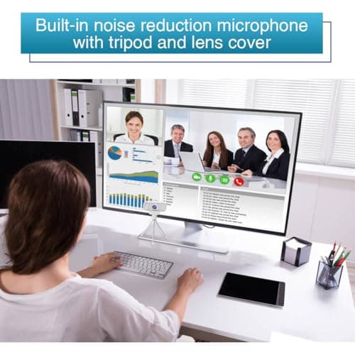 HZQDLN Webcam for PC, HD 1080P Webcam with Microphone, 110° Wide Angle USB Plug & Play - Noise Canceling for Video Calls, Streaming, Gaming - Built-in Privacy Shutter & Tripod 5
