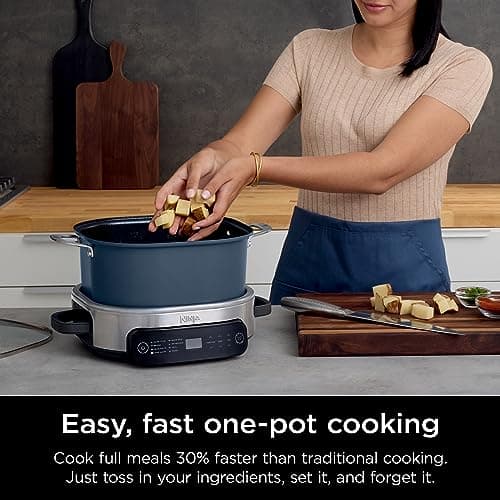 Ninja MC1101 Foodi Everyday Possible Cooker Pro, 8-in-1 Versatility, One-Pot Faster Cooking Replaces 10 Tools, Family-Sized Capacity with Adjustable Temp Control, 6.5 quarts, Midnight Blue 5