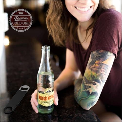 Bartender Bottle Openers, Beer Bottle Openers, Speed Openers 3 Pack by Premium Cold One. Professional Grade: Rubber Coated, Stainless Steel. Large, 7 inch 5