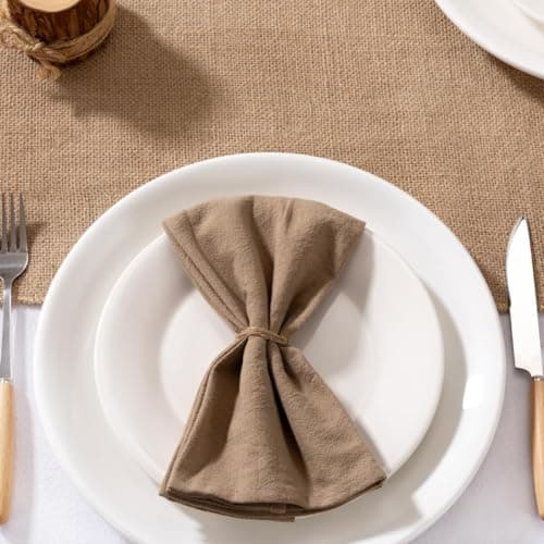 MLMW Nude Brown Cloth Napkins Set of 6 Linen Rustic Spring Easter Cotton Napkins Cloth Bulk Washable Dinner Napkins 16"×16" for Wedding Party Baby Bridal Shower Birthday Table Decor 5