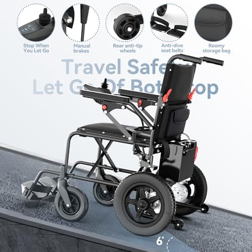 Electric Wheelchair for Adults, Lightweight Foldable 15 Mile Long Travel Range Motorized Wheelchairs, All Terrain Portable Power Wheelchair for Seniors, Airline Approved 7