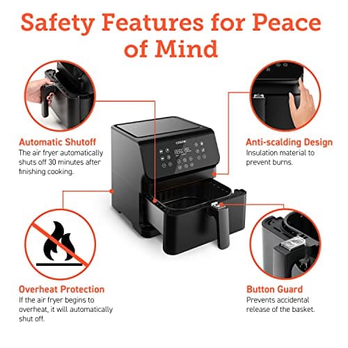 COSORI 12-in-1 Air Fryer 5.8QT, Toast, Bake, Nutrition Facts for 100+ In-App Recipes, AdaptIQ Tech Fast Cook, for Main & Side Dishes, Snacks, Leftovers, Detachable Square Basket, Dishwasher Safe 9