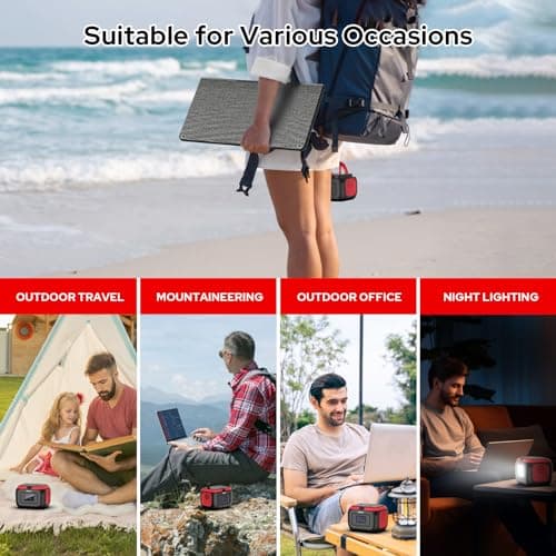 ENOFLO Portable Power Station, 97.68Wh Solar Generator, Lithium Battery Power with 110V AC 120W Peak Socket/DC/USB QC3.0/LED Light for Outdoor Camping Trip Home Backup Emergency 6