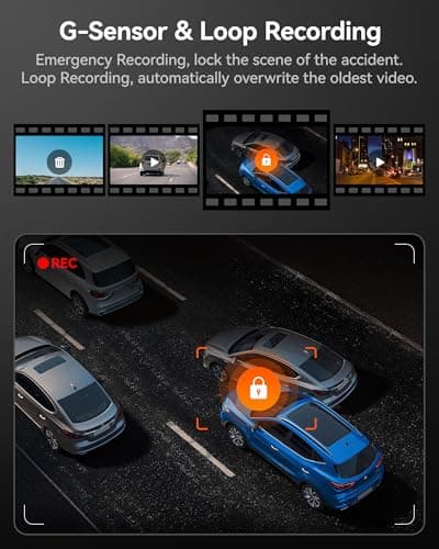 WOLFBOX i07 3 Channel Dash Cam Built-in WiFi GPS, 4K Dash Camera Front and Inside, 1440P+1080P+1080P Triple Car Camera with 3" LCD Screen, 32GB Card Included, IR Night Vision, 24H Parking Mode 8