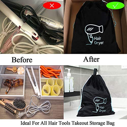 AKLVBL Hair Dryer Bag 11.8’’x 14’’ Storage Organizer Bag For Hairdryer and All Hair Tools With Drawstring, Ideal for Travel, Gym, Hotel or Home Use (One Pack) 5