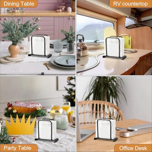 WIVKFML Napkin Holder, Modern Standing Paper Napkin Holders for Kitchen Dining Table, Metal Napkin Storage for All Dining Room Decors, Black 5