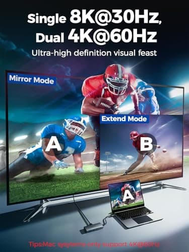 MCY USB C Hub,Laptop Docking Station Dual Monitor Single 8K,2x4K@60Hz,10in1 Type-C Multiport Adapter with PD100W,Card Reader,Extender,Splitter,Ethernet Dock for MacBook Ipad Pro/Dell/HP/Surface etc. 3