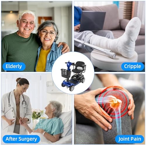 20 Miles 4 Wheels Mobility Scooter for Seniors/Adults Up to 300LBS,350W Electric Wheelchair Detachable Lithium Battery,Dual Baskets,Rotating Seat,with Taillight, USB Charging, Blue 18AH 9