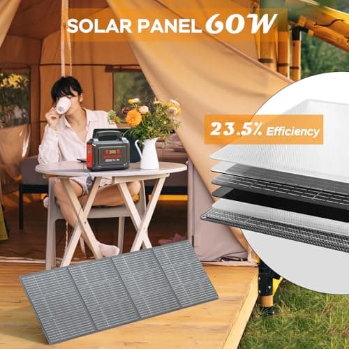 MARBERO 296Wh Portable Power Station with Solar Panel 60W Included Solar Generator with AC Outlets 300W Pure Sine Wave with Foldable Panel Set Power Bank for Camping Outdoor RV Home Emergency 7