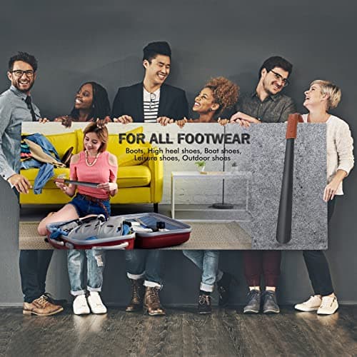 ZOMAKE Shoe Horn Long Handle for Seniors Men Women,Metal Long Shoehorn for Boots,16.5" Shoe Spoon Helper(Brown Handle) 8