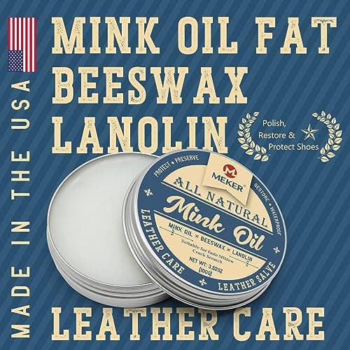 MEKER Mink Oil, Mink Oil for Leather Boots, All-Natural Leather Conditioner with Sponge, Restore Shoes, Jackets, Hats, Baseball Gloves, Saddles and Harnesses, 3.52oz 7