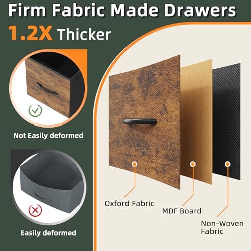 HIGDBFE 4 Drawer Lateral File Cabinet, Mobile Filing Cabinet for Large Printer, Home Office Functional Small Office Storage Cabinet & Printer Stand, Fits Letter/A4, Rustic Brown 7