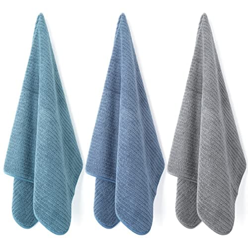 POLYTE Premium Microfiber All-Purpose Ribbed Terry Kitchen Towel, 12 Pack (Blue, Gray, Teal, 16x28 in) 5