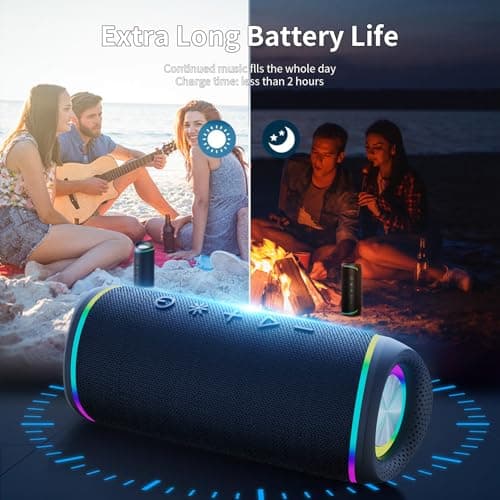 IHE Bluetooth Speaker with HD Sound, Portable Wireless, IPX5 Waterproof, Up to 20H Playtime, TWS Pairing, Bluetooth 5.3, for Home, Party, Beach, Outdoor, Electronic Gadgets, Birthday Gift (Black) 6