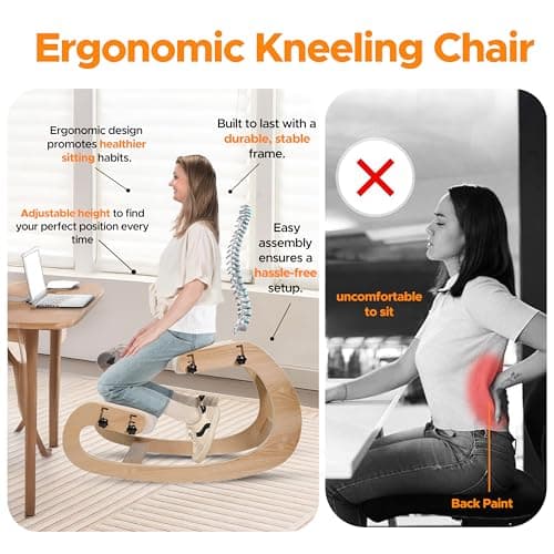 Ergonomic Adjustable Kneeling Chair for Back Pain Relief - Office Desk Posture Stool with Multiple Height Adjustments - Improves Posture & Comfort 7