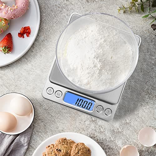 Toprime Digital Gram Scale 500g 0.01g Food Scale High Precision Kitchen Scale Multifunctional Stainless Steel Pocket Scale with Back-Lit LCD Display Tare PCS Features Silver 6