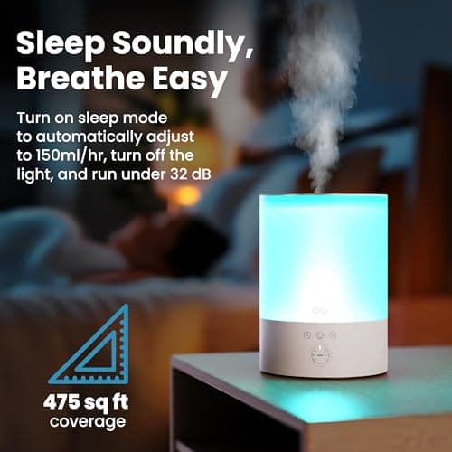 Everlasting Comfort 2.5L Top Fill Humidifier for Bedroom – Quiet, Easy to Fill & Clean, 24HR Runtime, Night Lights, Timer, Ultrasonic Cool Mist, Auto Shut-Off, Essential Oil Diffuser - White 6