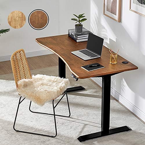 mopio Solid Wood Sterling Electric Height Adjustable Standing Desk, Sit Stand Desk Workstation, 3 Adjustable Memory Setting and Stand Alarm 100% Solid Wood (Walnut, 47")