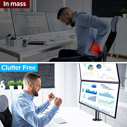 MOUNTUP Dual Monitor Stand, Vertical Monitor Mount for 2 Max 32 inch Stack Screen Monitors, Height Adjustable, Swivel, Tilt Monitor Desk Mount with C Clamp Grommet Base, MU3004 8