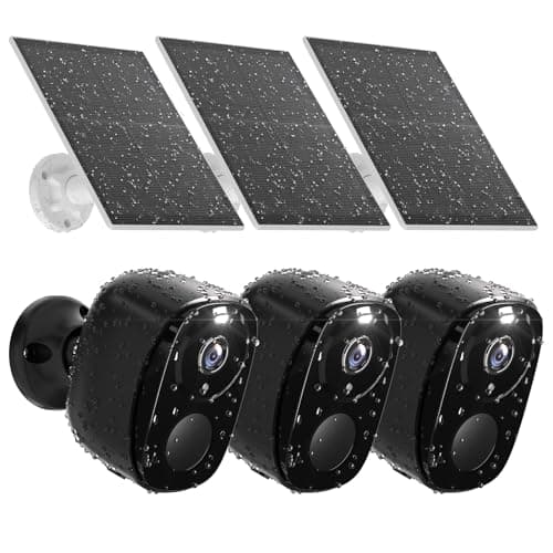 Rraycom 3Pack Security Cameras Wireless Outdoor, 2K Solar Powered Cameras for Home Security, Color Night Vision, PIR Motion Detection, 2-Way Audio, Waterproof, SD/Cloud Storage, Works w/Alexa