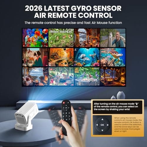 Projector [Auto Focus & 1080P Native & Bulit-in Apps] Projector 4K Support Auto Correction WiFi 6 Bluetooth 5.4 Mini Portable Projector Compatible with HDMI/TV Stick/Memory Stick/Laptop, White 7