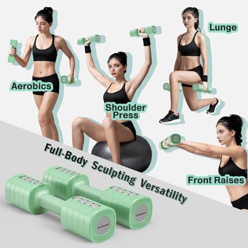 EAST MOUNT Adjustable Weight Dumbbells Set of 2, 8 in 1 Hand Weights for Women 2lb/3lb/4lb/5lb/6lb Dumbbell Weights Set 12 lbs/Pair Hand Weights for Home Office Gym Workout 6