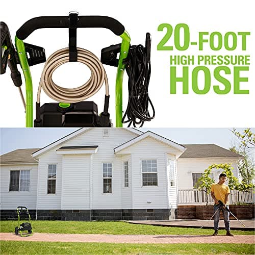 Greenworks 2000 PSI (13 Amp) Electric Pressure Washer (Wheels For Transport / 20 FT Hose / 35 FT Power Cord) Great For Cars, Fences, Patios, Driveways 10