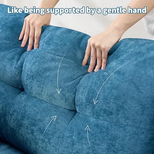 84" Loveseat Sofa, Modern Couches for Living Room,Double-Layer Cushion Cloud Couch with Deep Seat,Super Comfy Chenille Sofas,Sturdy Frame, Easy Assembly for Bedroom, Apartment, Office, Blue 8