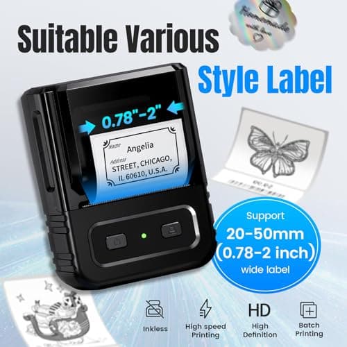 Ponek Label Maker, M102 Barcode Label Printer with 7000+ Icons 700+ Templates, 2 Inch Label Maker for Small Business, Home, Office, Kitchen, School, Gift Tag Printer, Dark Gray 5