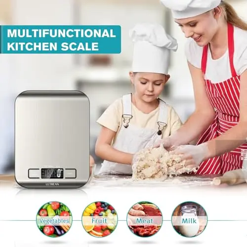 Ultrean Food Scale, Digital Kitchen Scale with LCD Display, Weight Grams and Ounces for Baking Cooking and Meal Prep, 6 Units with Tare Function, 304 Stainless Steel, 11lb (Batteries Included) 6