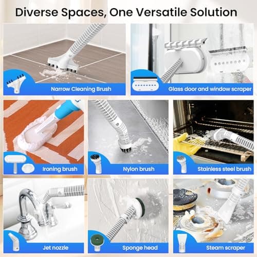 Czlife Z7 Steam Mop for Floor Cleaning, 13-in-1 Handheld Steam Cleaner for Home Tile Grout Hardwood Laminate Furniture Couch Clothes Carpet, Multi-Purpose Floor Steamer Machine, Corded (Blue) 7