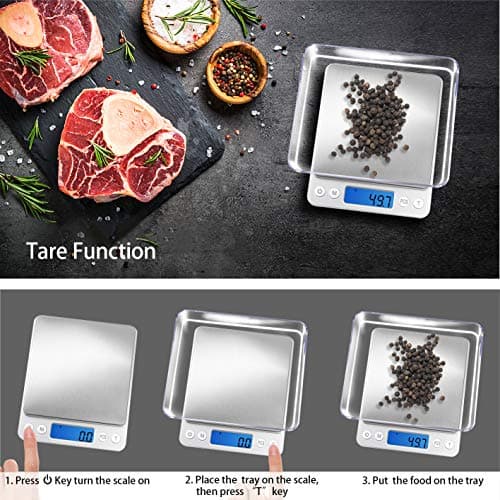 Fuzion Digital Kitchen Scale 3000g/ 0.1g, Pocket Food Scale 6 Measure Modes, LCD, Tare, Digital Scale Grams and Ounces with 2 Trays for Food, Cooking, Nutrition, Reptiles(Battery Included) 5