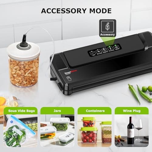 Bonsenkitchen Vacuum Sealer Machine | Compact Food Sealer for Kitchen Storage & Meal Prep | Multiple Modes​​ | External Vacuum System | 5 Bags, Black 6