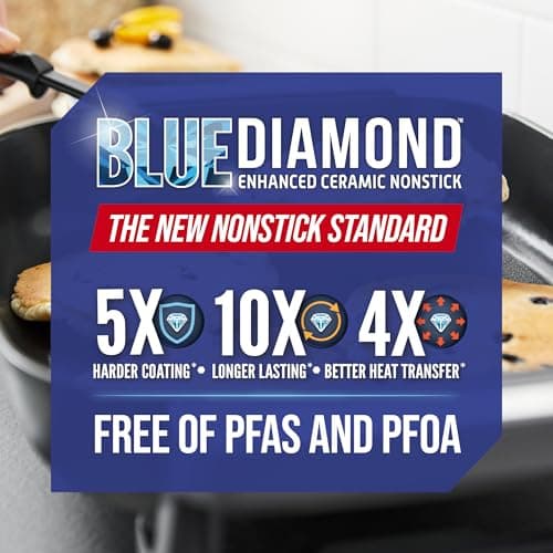 Blue Diamond 7QT 5-in-1 Extra Large Electric Skillet, Healthy Ceramic Nonstick Interior, Non-Toxic PFAS-Free, Temperature Control, Stay Cool Handles, Easy Clean, Graphite 9