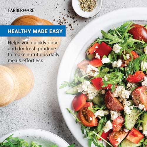 Farberware Small Pro Salad Spinner, 3.16 Qt Lettuce Spinner with Pump Mechanism, Colander Basket and Non-Slip Base - Compact Fruit Washer Spinner Bowl for Singles and Couples 5