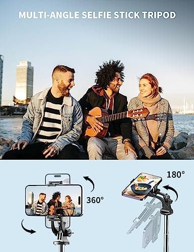71" Phone Tripod & Selfie Stick, All in One Extendable Cell Phone Tripod with Wireless Remote, Tripods Stand for iPhone & Travel Selfie Stick 360° Rotation Compatible with iPhone Android, Camera 7