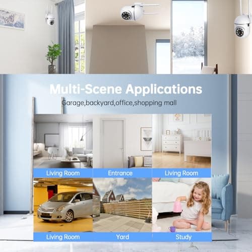 EVERSECU 1080P Outdoor Wired WiFi PTZ Security Camera, 2.4G&5GWiFi, Auto Tracking, 2 Way Audio, Spot Night Vision, SD Card & Cloud Storage, Indoor/Outdoor CCTV Camera for Baby/Elderly (4pcs) 7