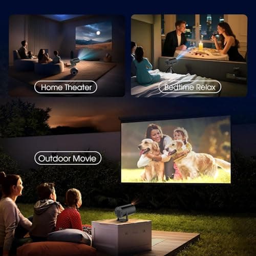 Mini Projector with WiFi and Bluetooth Built-in Apps Smart Projector Support 4K 1080P FHD 180° Adjustable Auto Keystone Compatibile with HDMI/TV Stick/Memory Stick/Laptop, Black 7