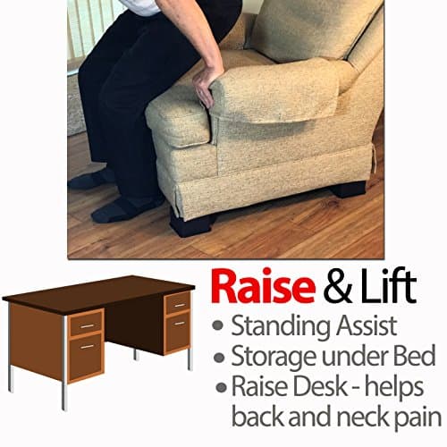 iPrimio Risers Heavy Duty - Square, 3" Lift, 4pk, Up to 6800lbs - Bed Raising Blocks, Furniture Risers, Dorm - Safe, Sturdy Bed Lifts for Dorm Rooms, Couches, Tables, Desk Riser 5